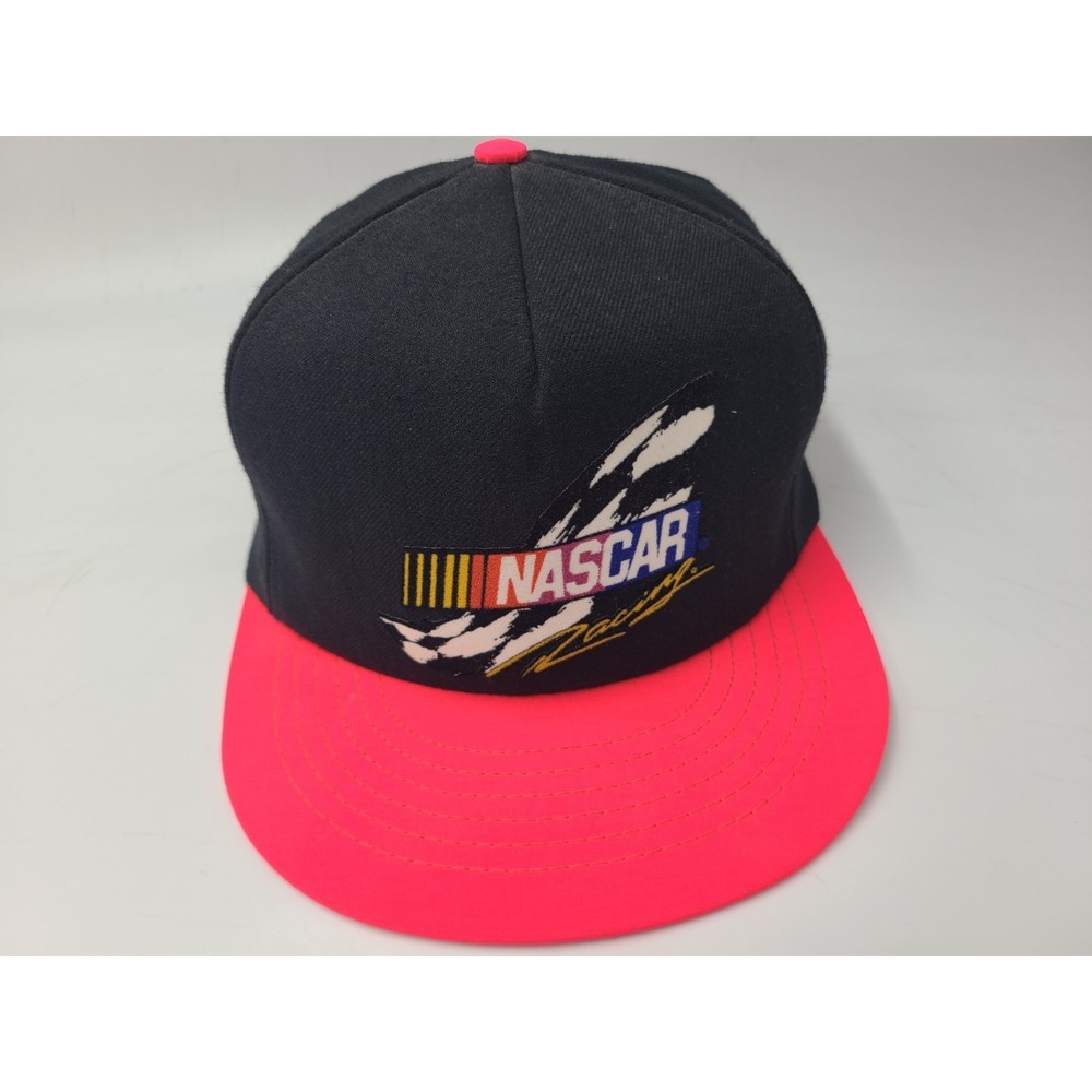 Vintage NASCAR Racing Team USA Swingster Snapback Hat Cap Made in USA Black Pink